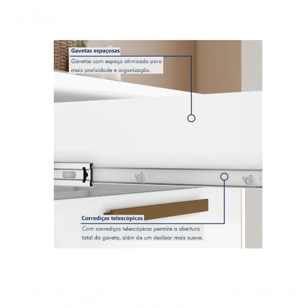 Balcão 3 Portas 2 Gavetas Lorena Kaiki Móveis - Branco - 5