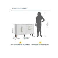 Balcão 3 Portas 2 Gavetas Lorena Kaiki Móveis - Branco - 2