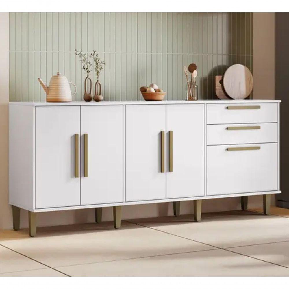 Balcão 5 Portas 2 Gavetas Lorena Kaiki Móveis -branco - 1