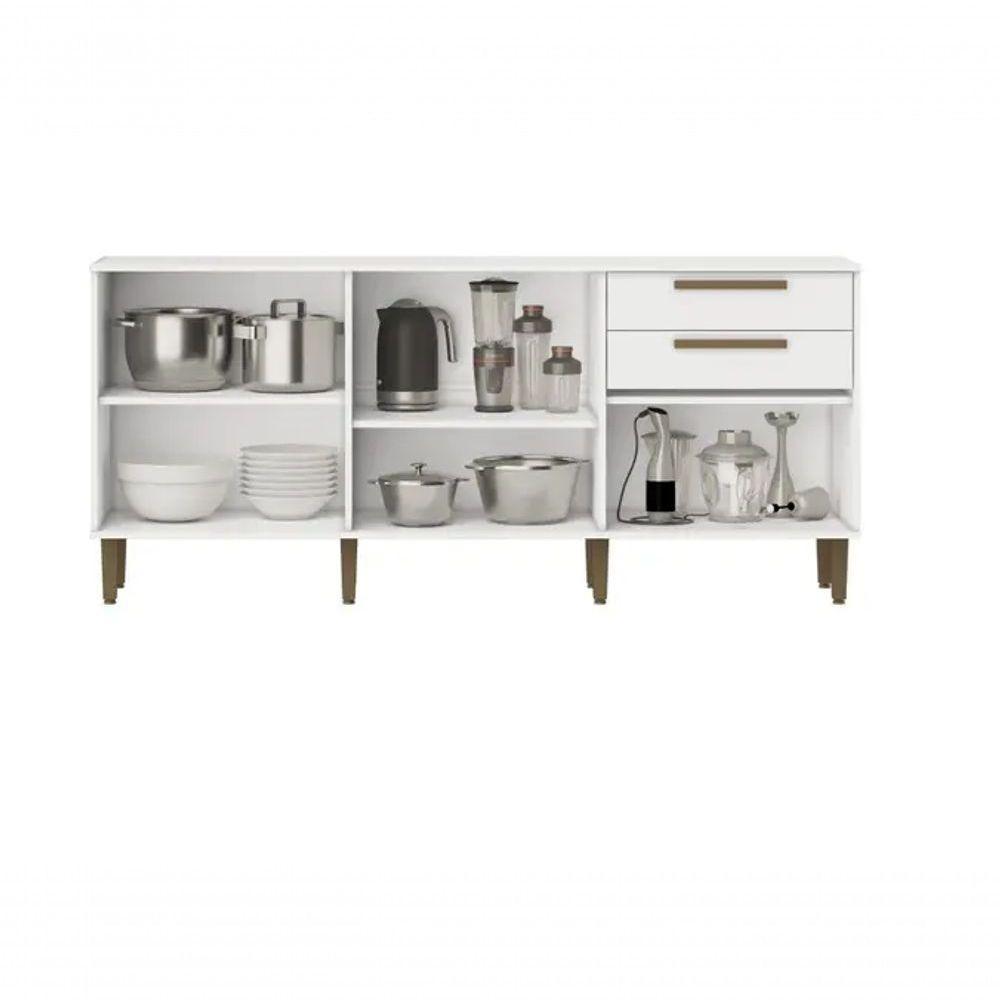 Balcão 5 Portas 2 Gavetas Lorena Kaiki Móveis -branco - 3