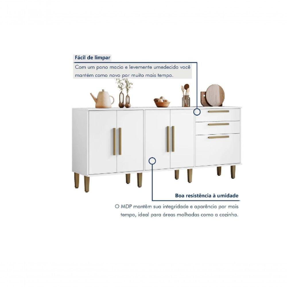 Balcão 5 Portas 2 Gavetas Lorena Kaiki Móveis -branco - 5