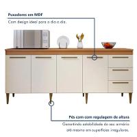 Balcão Atenas 4 Portas 3 Gavetas Kaiki Móveis - Nature/off - 2