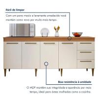 Balcão Atenas 4 Portas 3 Gavetas Kaiki Móveis - Nature/off - 3