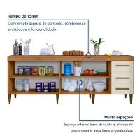 Balcão Atenas 4 Portas 3 Gavetas Kaiki Móveis - Nature/off - 5