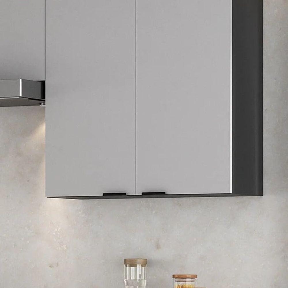 Armário 80cm 2 Portas Mdf Dobradiças Slow Motion Lumina - Itatiaia Grafite-fendi - 4