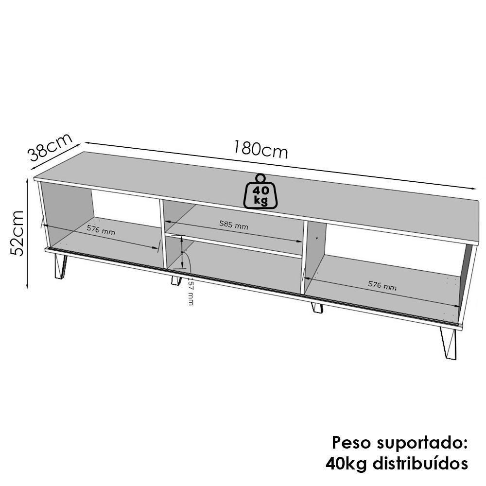 Rack Bancada Para Tv 75 Polegadas 180 Cm Denv Plla Off White Nature - 3