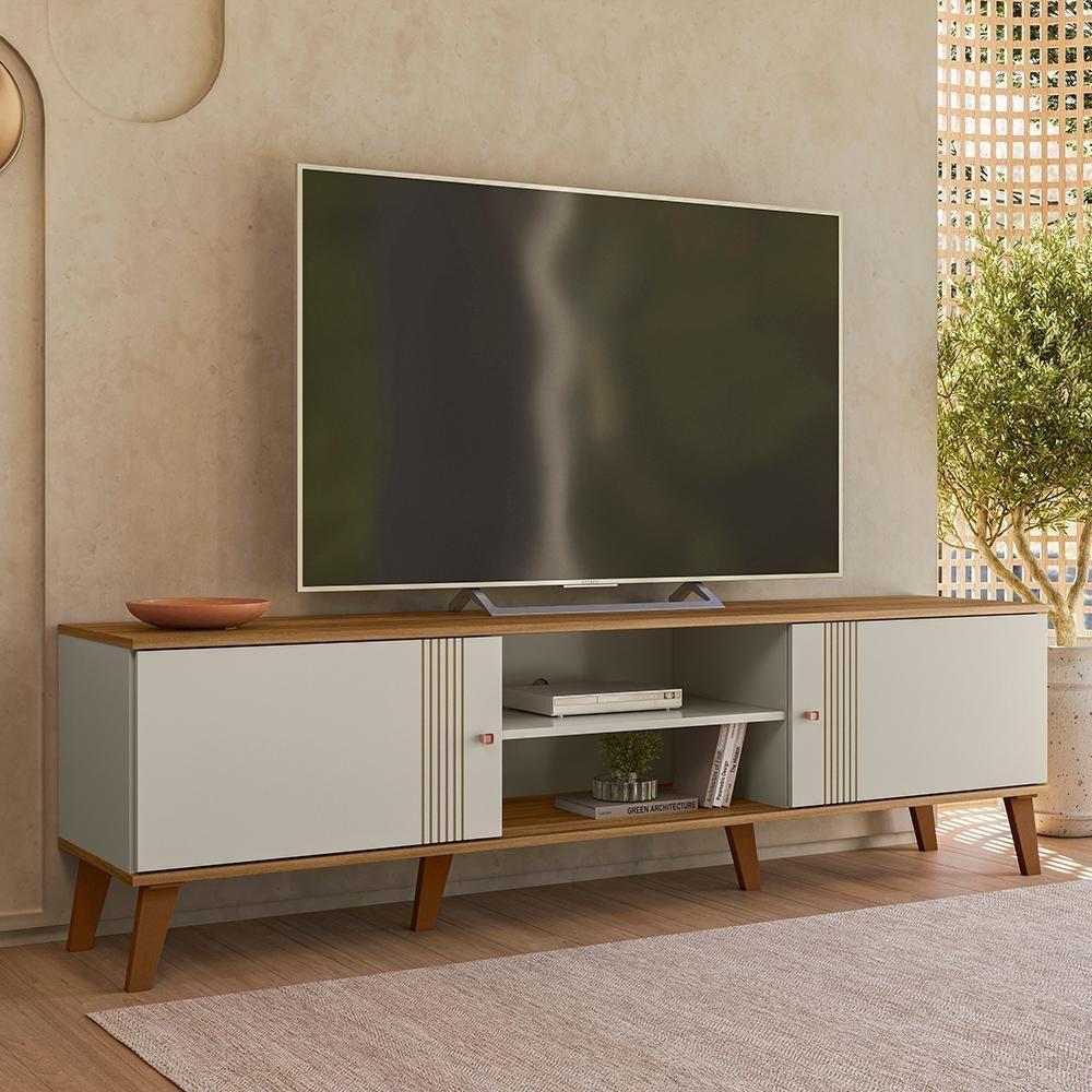 Rack Bancada Para Tv 75 Polegadas 180 Cm Denv Plla Off White Nature - 7