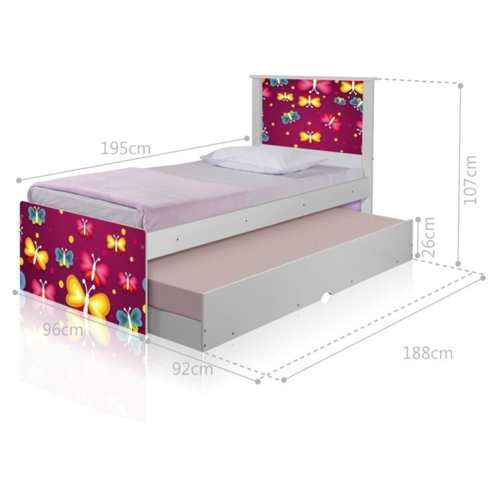 Bicama Juvenil Adesivada Borboletas Com Colchões - 1