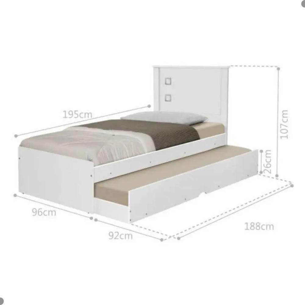 Bicama Com Cama Auxiliar Bibox Solteiro Diversas Cores - Branco - 2