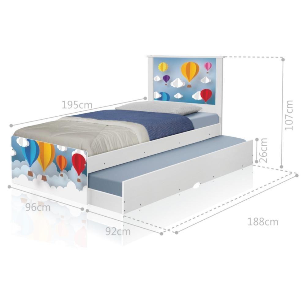 Bicama Juvenil Adesivada Balões Com Colchões - 1