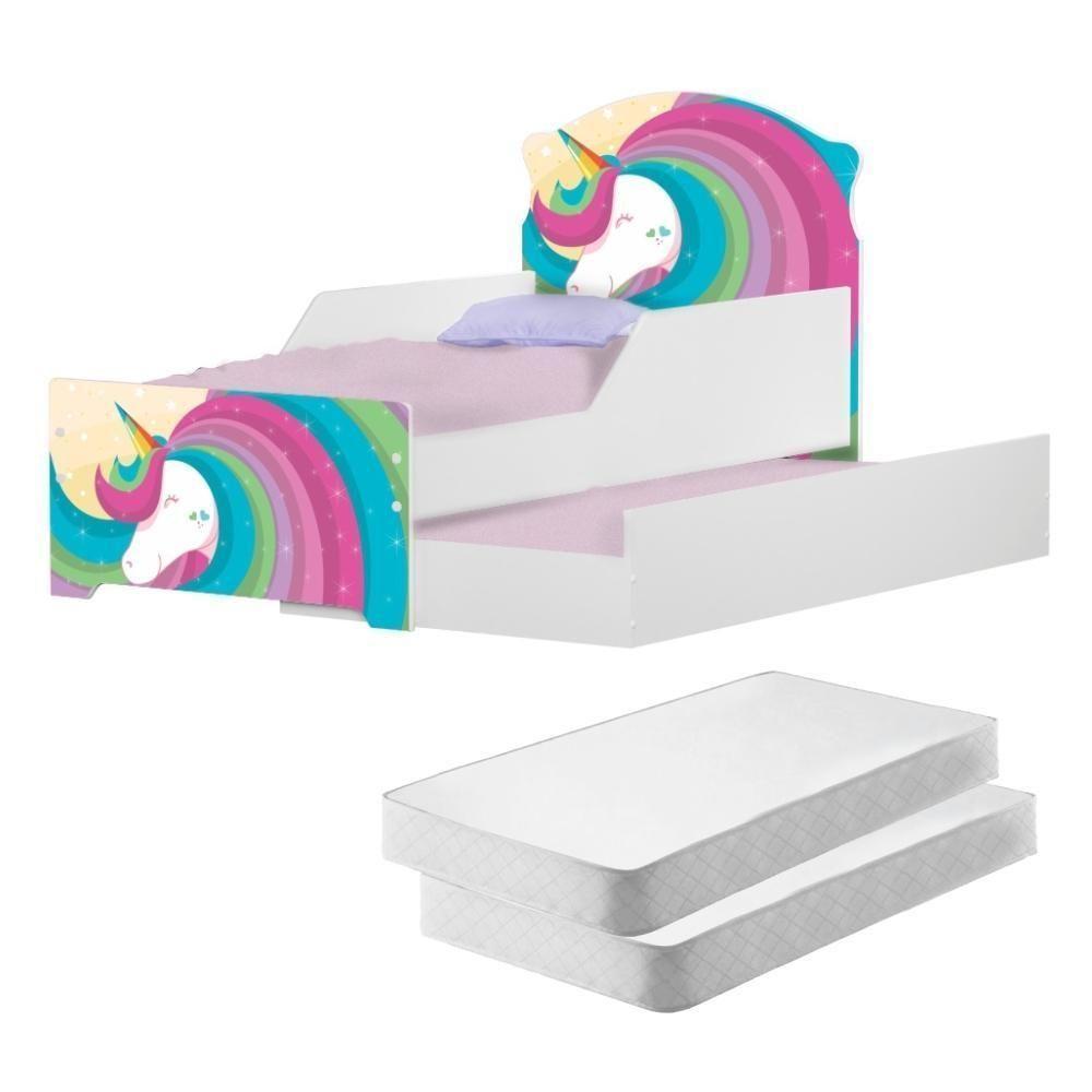 Bicama Infantil Uly Unicórnio Arco íris Com Colchões - 1