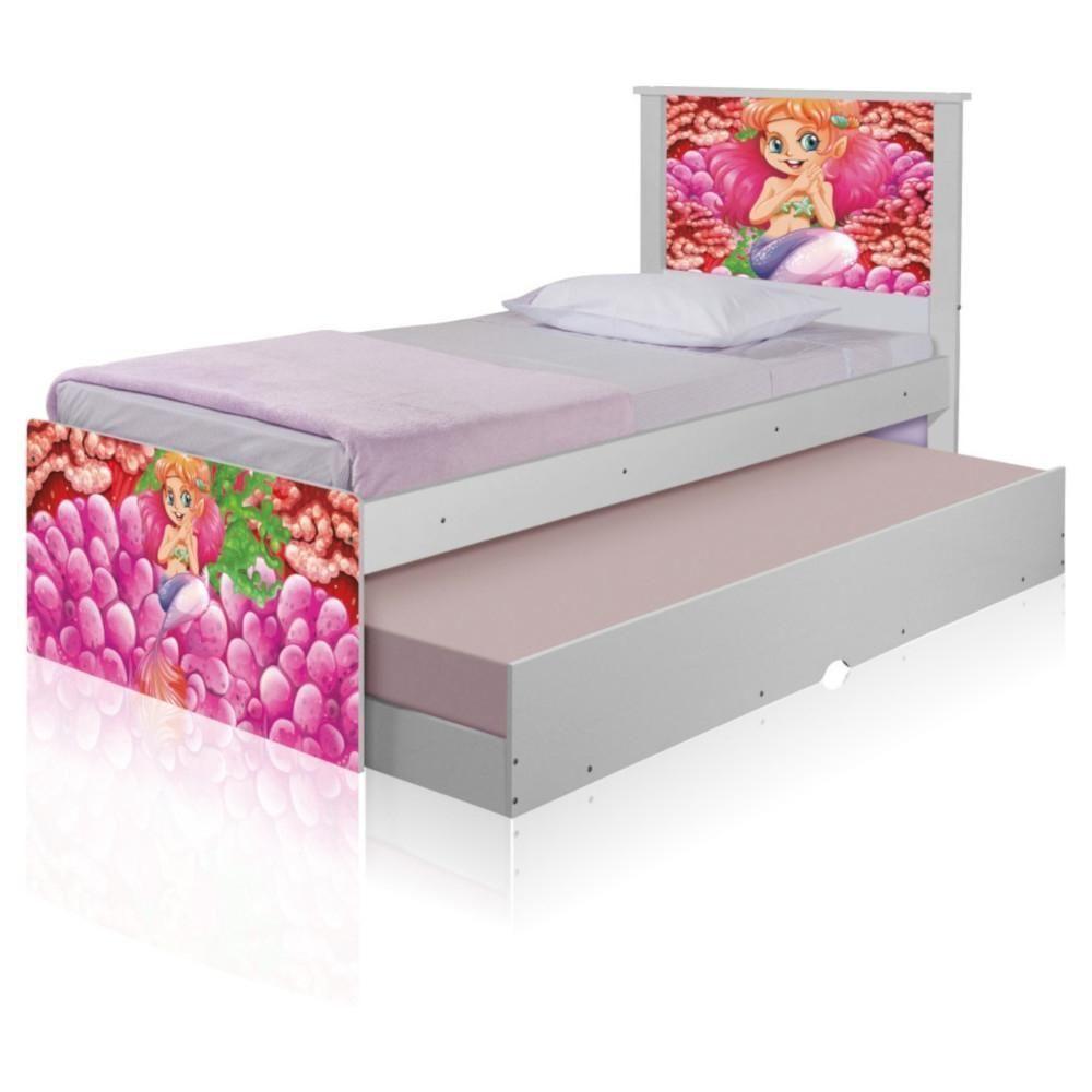 Bicama Juvenil Adesivada Sereia E Corais Com Colchões - 2