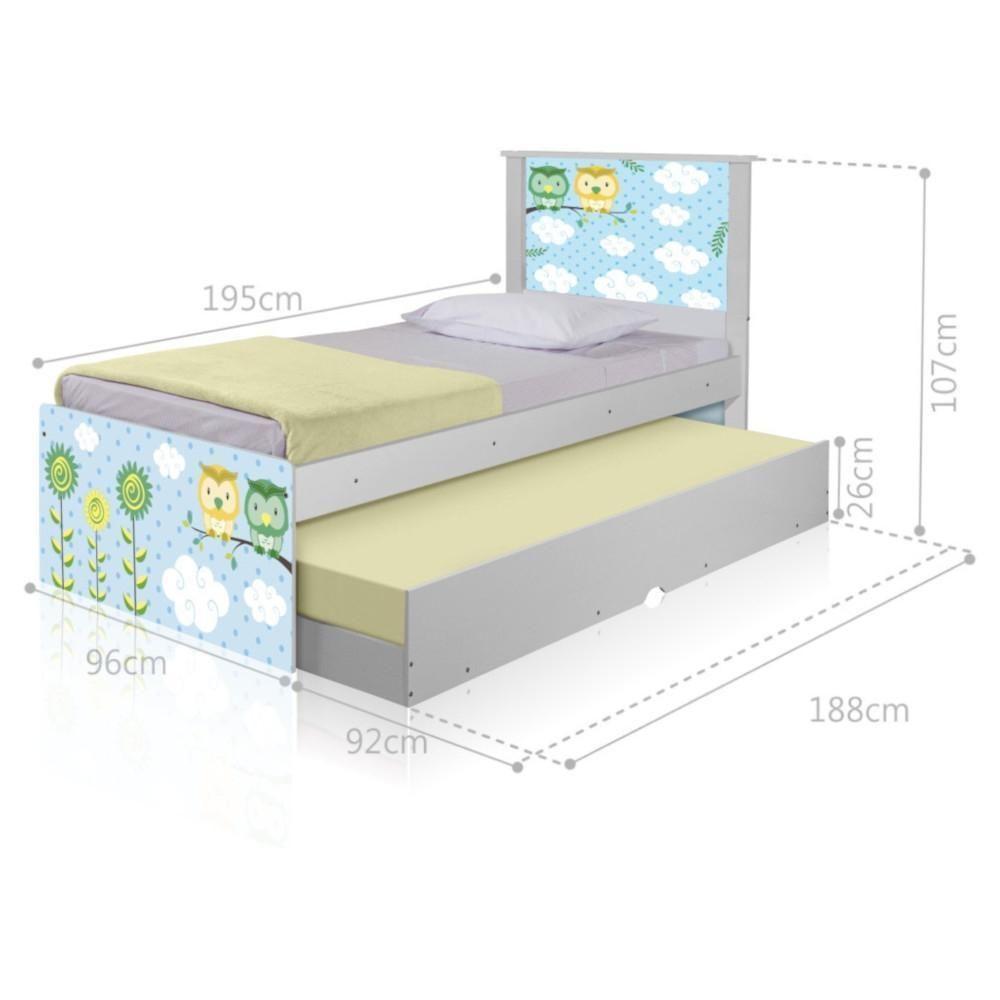 Bicama Juvenil Adesivada Corujinhas Com Colchões - 1