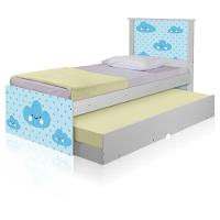 Bicama Juvenil Adesivada Nuvem Menino Com Colchões - 2