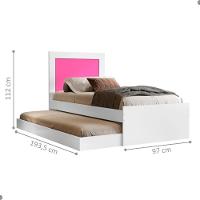 Bicama Luara Com Cabeceira Solteiro Branca E Rosa - 2