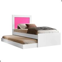 Bicama Luara Com Cabeceira Solteiro Branca E Rosa - 3