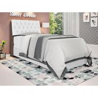 Cabeceira Box Solteiro Isis Chocolate Com Capitonê Branco - 2