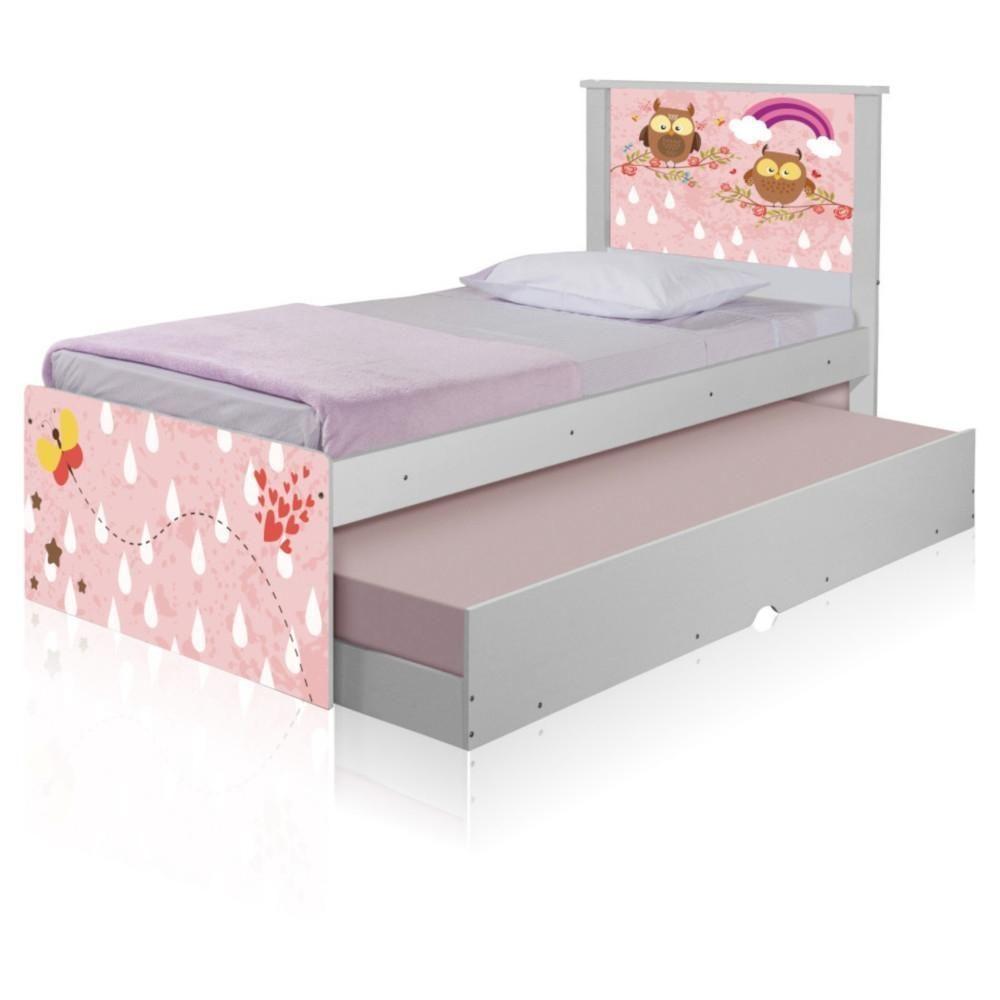 Bicama Juvenil Com Cabeceira Adesivada Corujinhas E Borboletas - 2