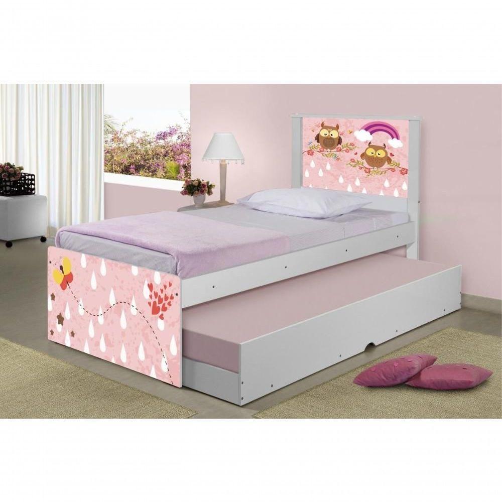 Bicama Juvenil Com Cabeceira Adesivada Corujinhas E Borboletas - 3