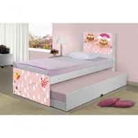 Bicama Juvenil Com Cabeceira Adesivada Corujinhas E Borboletas - 3