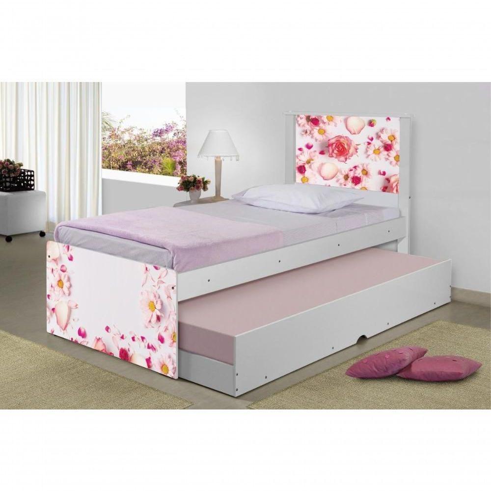 Bicama Juvenil Com Cabeceira Adesivada Rosas - 3