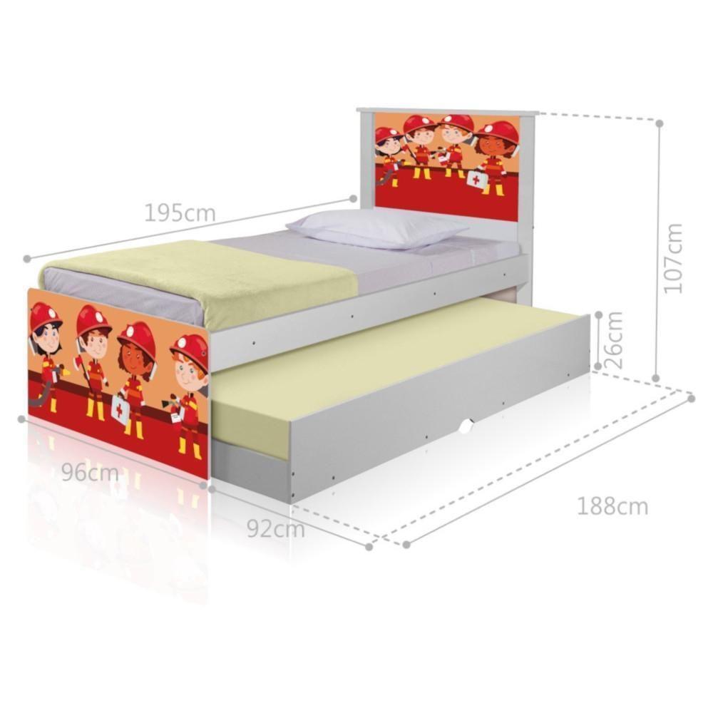 Bicama Juvenil Com Cabeceira Adesivada Tropa De Bombeiros - 1