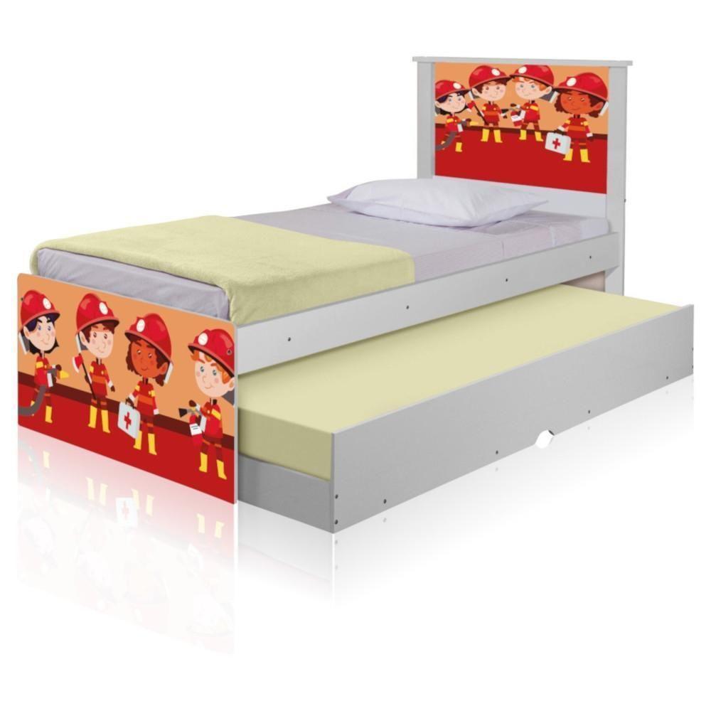 Bicama Juvenil Com Cabeceira Adesivada Tropa De Bombeiros - 2
