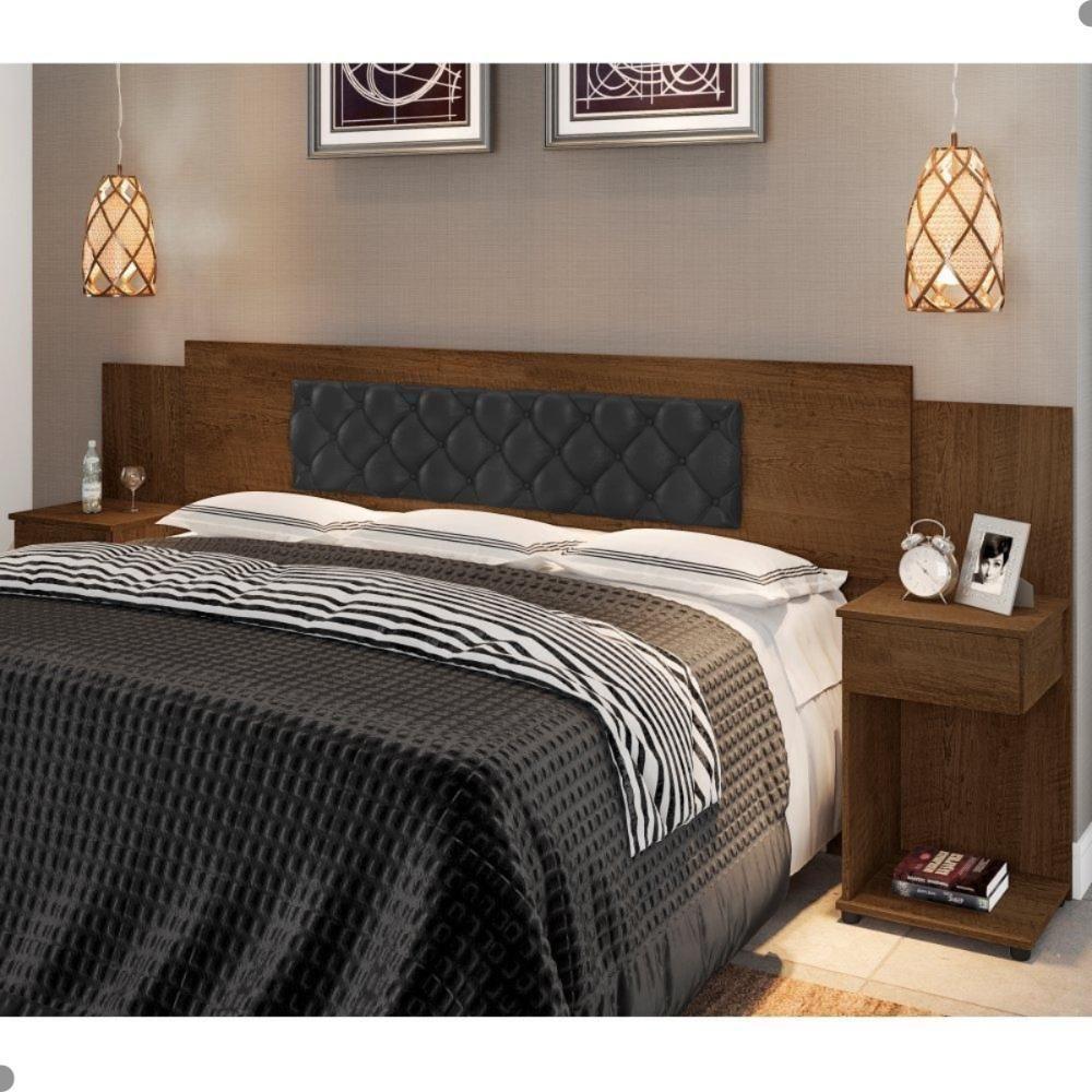 Cabeceira Box Ajustável Giovana Malbec Captonê Preto - 1