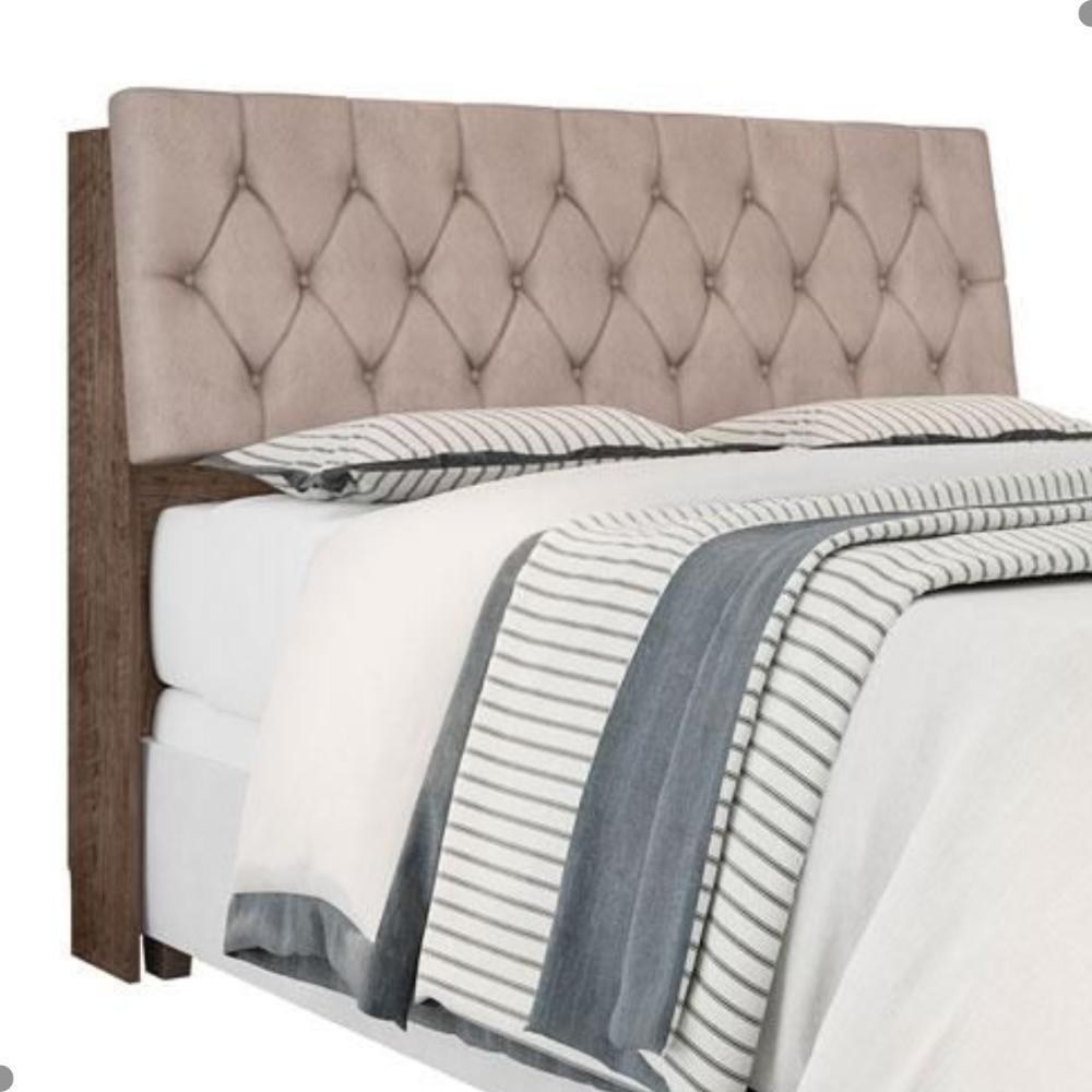 Cabeceira Box Casal Isis Chocolate Com Capitonê Bege - 3