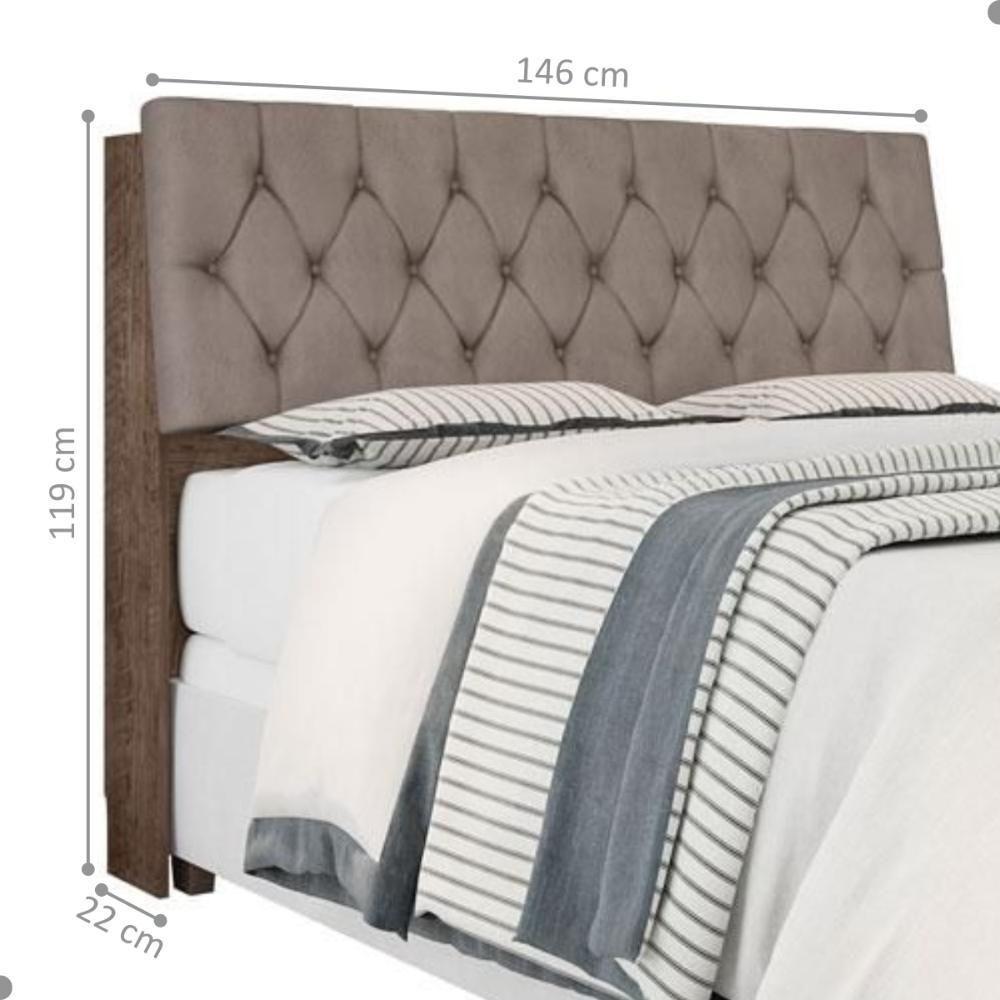 Cabeceira Box Casal Isis Chocolate Com Capitonê Bege Escuro - 2