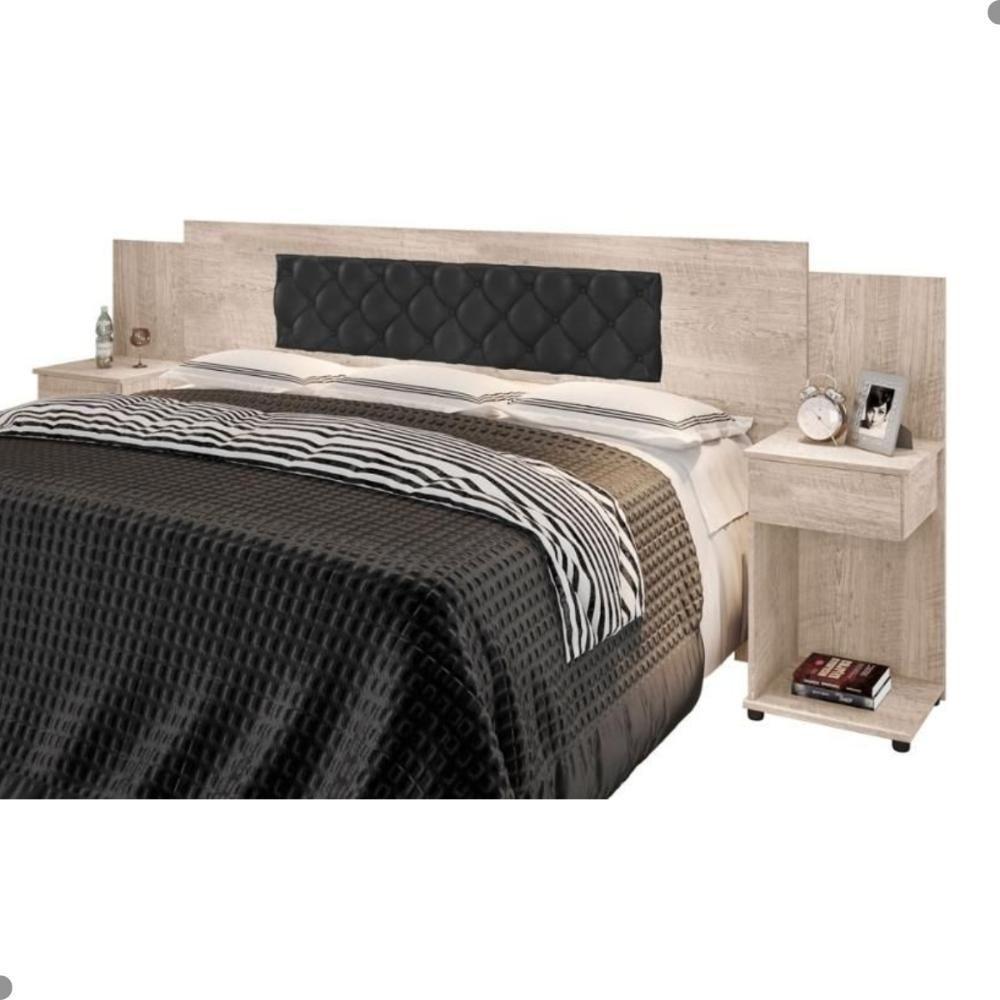 Cabeceira Box Bruna Amarula Com Capitonê Preto - 3