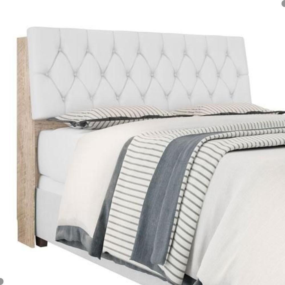 Cabeceira Box Queen Isis Amarula Com Capitonê Branco - 3