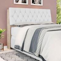 Cabeceira Box Queen Isis Amarula Com Capitonê Branco - 1