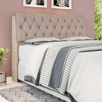 Cabeceira Box Queen Isis Amarula Com Capitonê Bege - 1