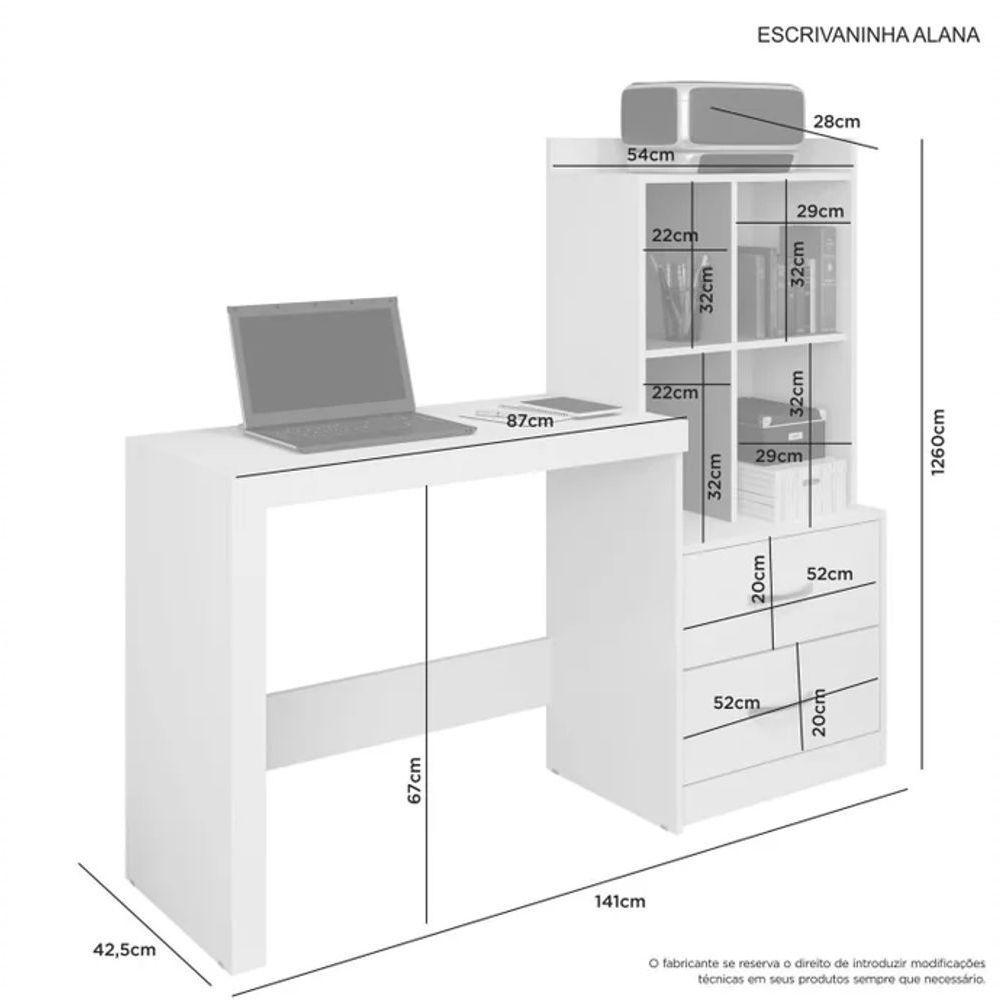 Escrivaninha Alana 2 Gavetas Jcm Movelaria - Cinamomo/off - 3