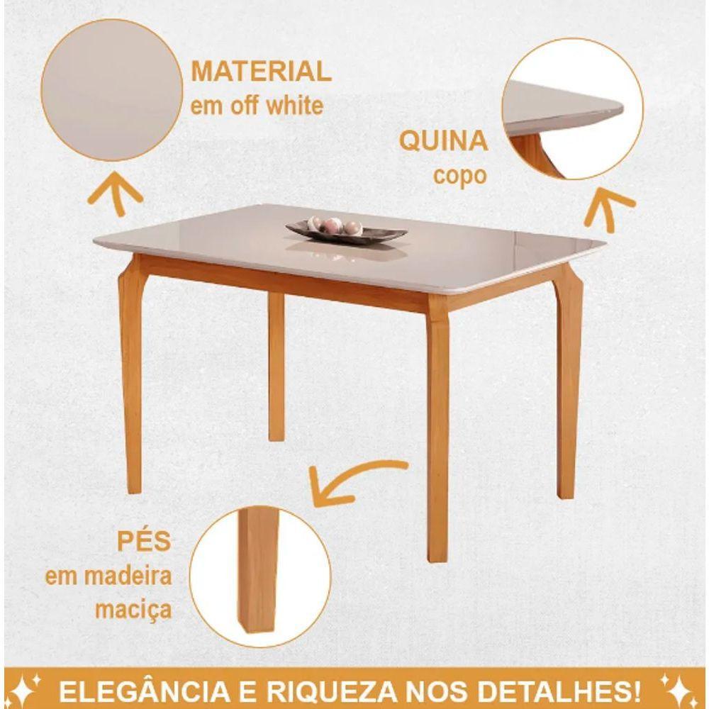 Mesa Alegra 6 Cadeiras Jade 1,80 Linho Cinza Jcm - Cinamomo/off - 4