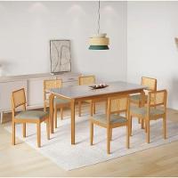 Mesa Alegra 6 Cadeiras Jade 1,80 Linho Cinza Jcm - Cinamomo/off - 1