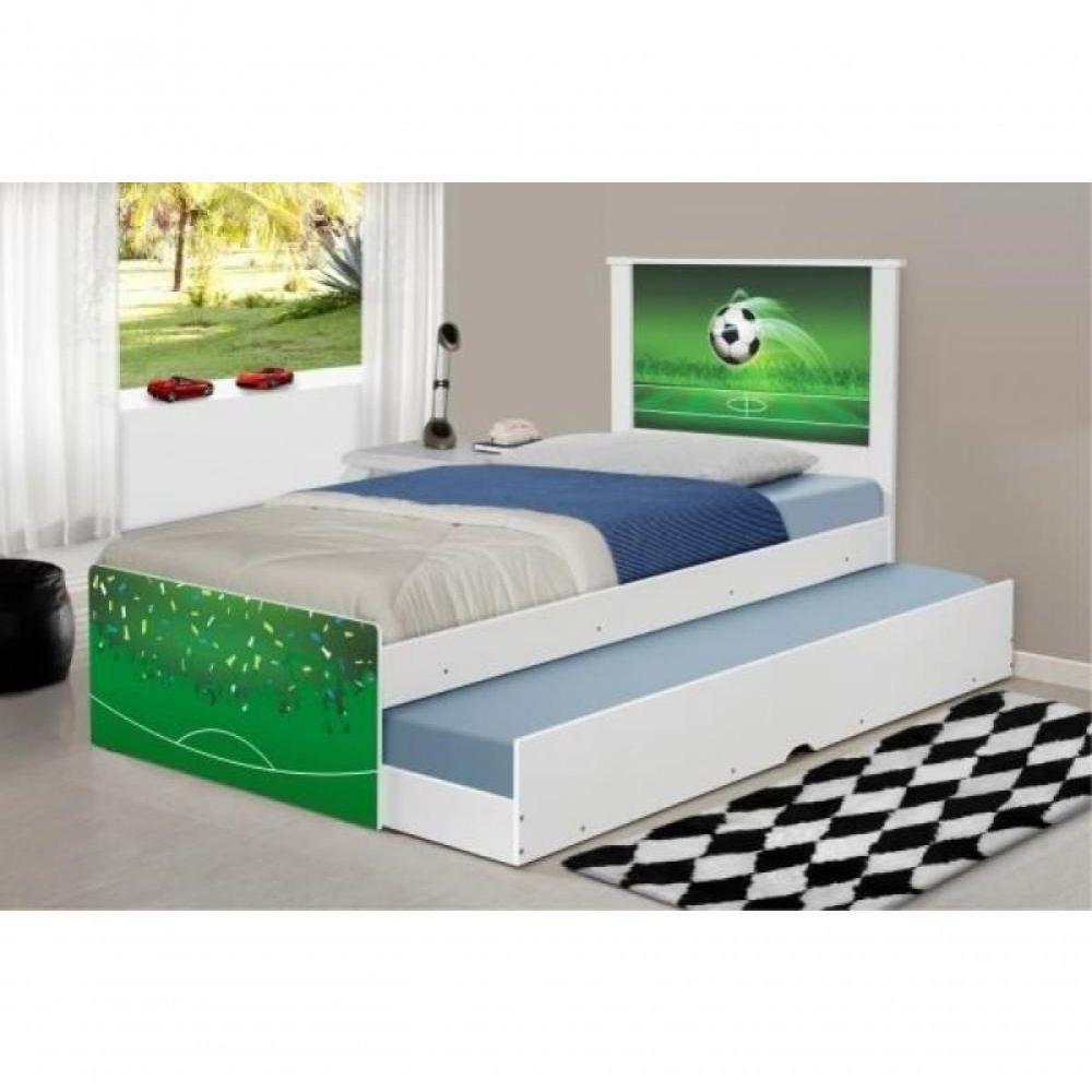 Cama Bicama Juvenil Adesivada Copa Futebol Com Colchões - 3
