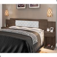 Cabeceira Box Bruna Chocolate Com Capitonê Branco - 1