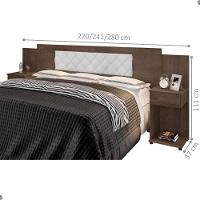 Cabeceira Box Bruna Chocolate Com Capitonê Branco - 2