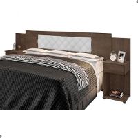 Cabeceira Box Bruna Chocolate Com Capitonê Branco - 3