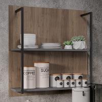 Aparador Cantinho Do Café E Painel 2 Prateleiras Flora Z34 Grafite-freijó - Mpozenato - 5