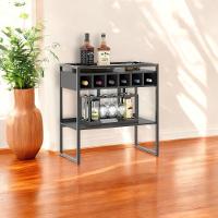 Aparador Adega Bar Preto Onix Com Prateleira E Nichos Para Vinhos - Pleno - 1