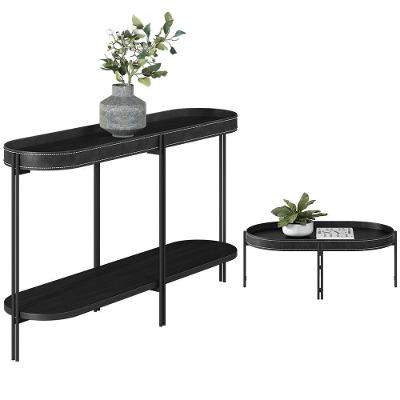 Aparador e Mesa de Centro Ville L06 Industrial MDF 139cm Preto