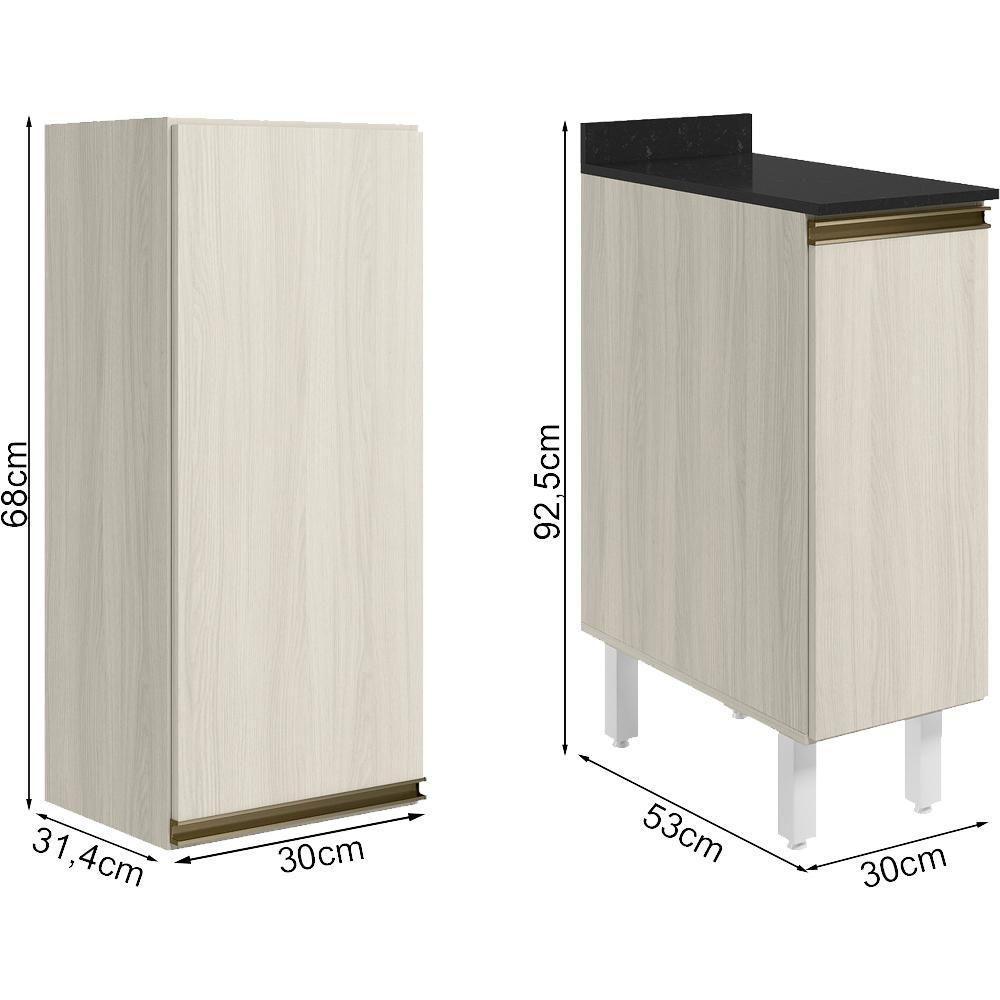 Armario Aereo Balcao 1 Porta 30cm Mdf Kali Nicioli Bianco Toq - 3
