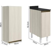 Armario Aereo Balcao 1 Porta 30cm Mdf Kali Nicioli Bianco Toq - 3