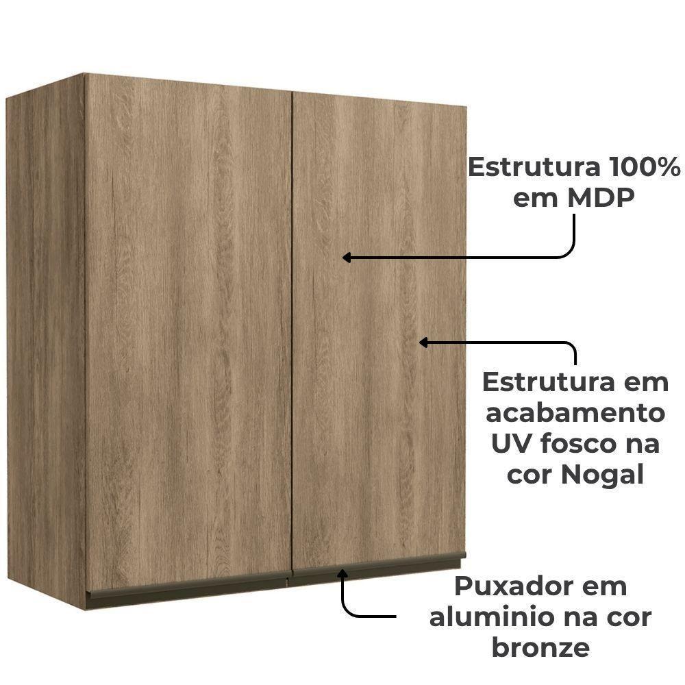 Armario Aereo 2 Portas 80 Cm Mdp Maxxi G764 Kappesberg Nogal - 3