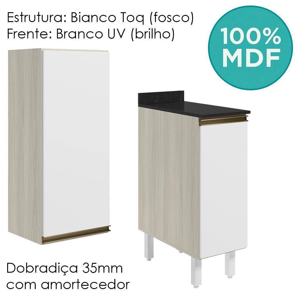 Armario Aereo Balcao 1 Porta 30cm Mdf Kali Nicioli Bianco Toq Branco Uv - 4