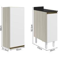 Armario Aereo Balcao 1 Porta 30cm Mdf Kali Nicioli Bianco Toq Branco Uv - 3