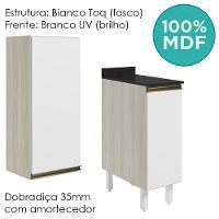 Armario Aereo Balcao 1 Porta 30cm Mdf Kali Nicioli Bianco Toq Branco Uv